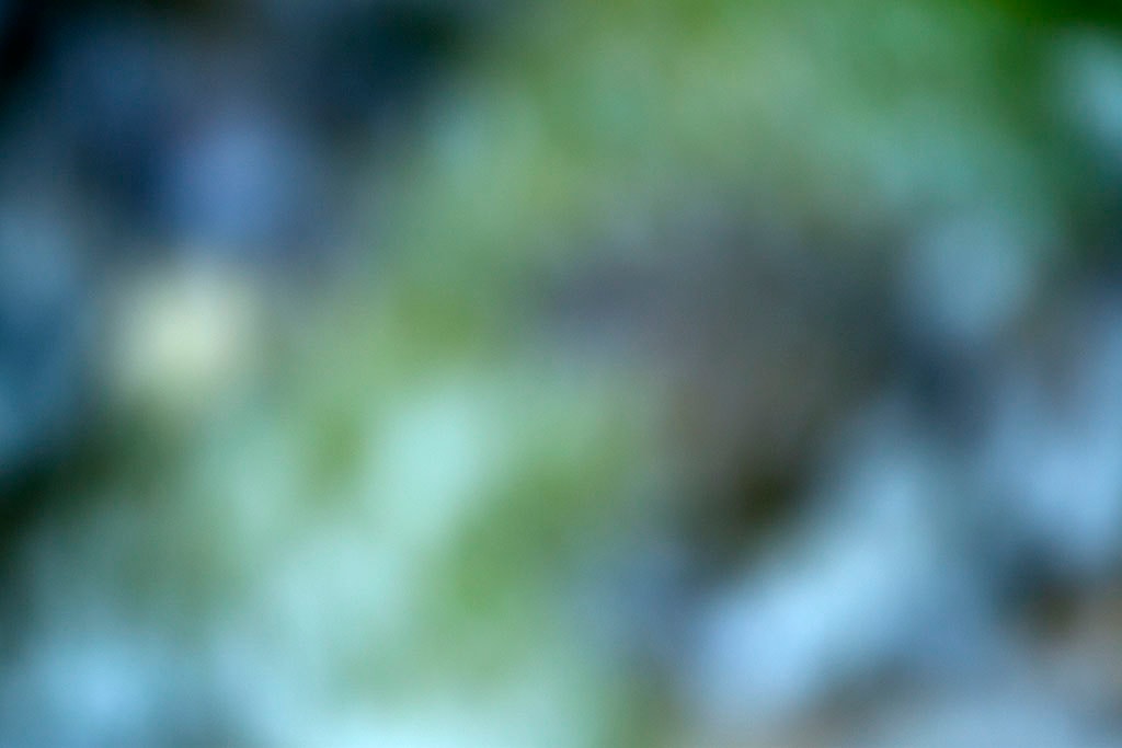 Cascade Springs & Alpine Loop, UT 2016 — green and blue bokeh with white orb left and dark forms