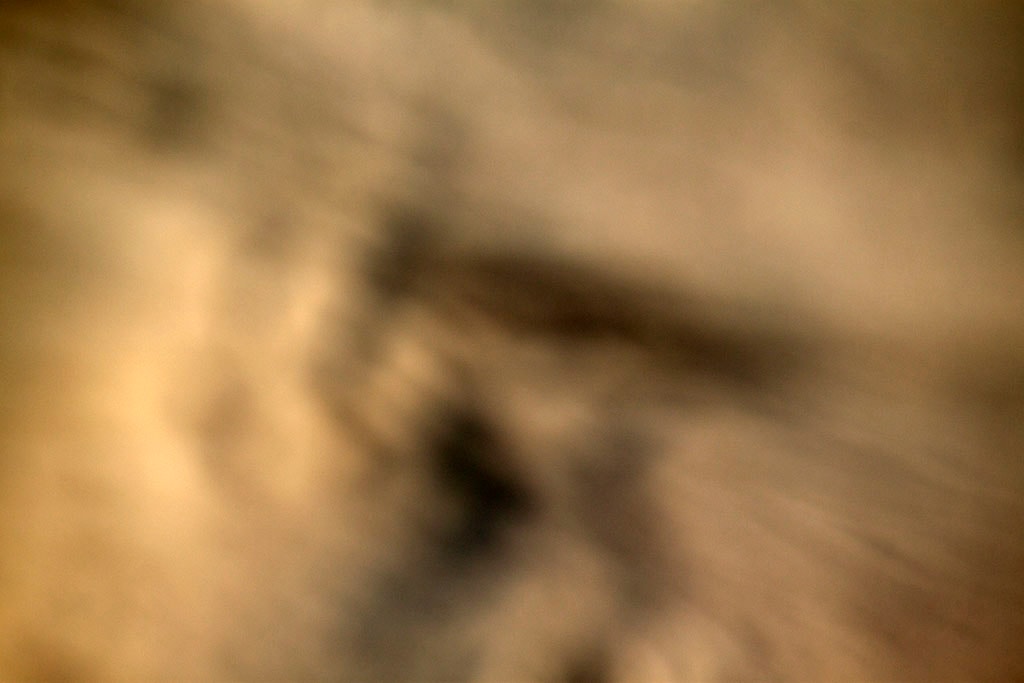Depoe Bay, OR 2017 — warm sepia abstract, blurred rock or driftwood forms with dark center void